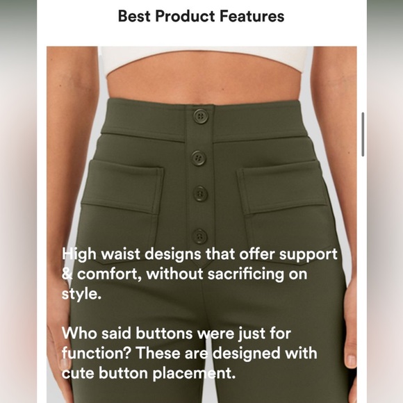 Halara High Waisted Button Multiple Pockets Straight Leg Casual Pants NEW!!!🖤 - Picture 13 of 16